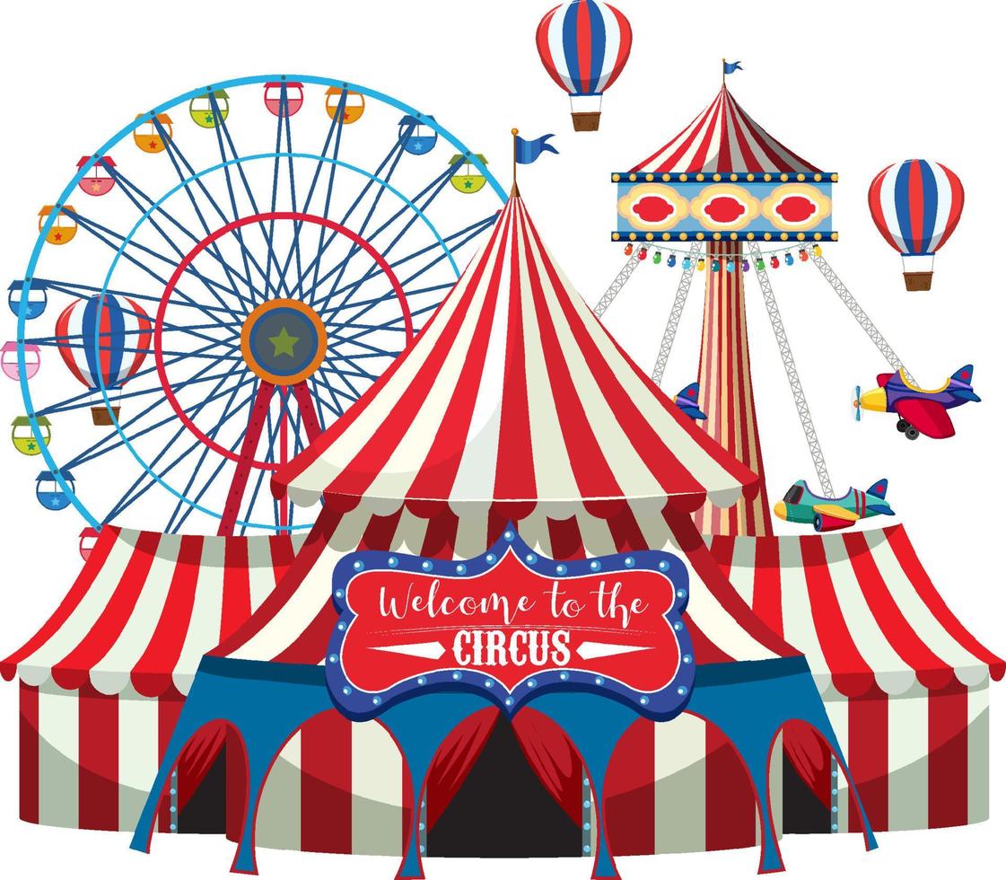 Circus dome at amusement park on white background vector