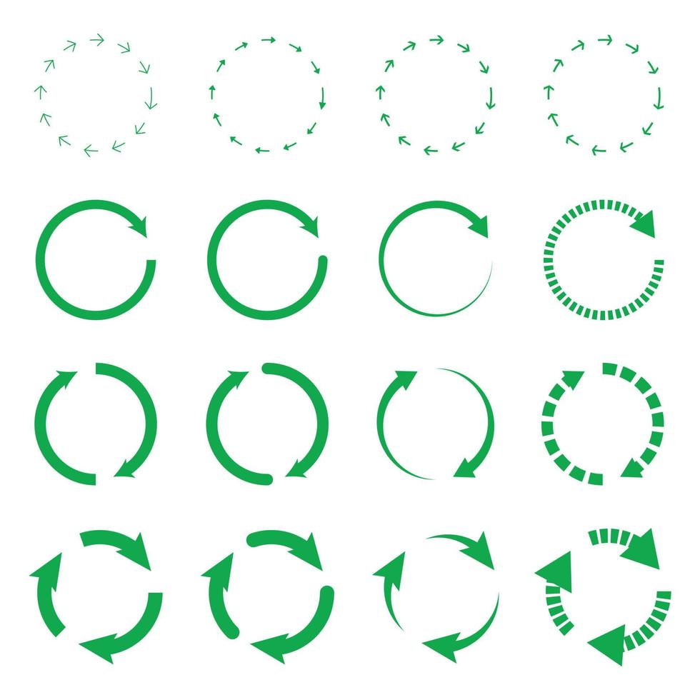 icono de flecha verde en fondo blanco. símbolo de reciclaje. flecha circular. vector