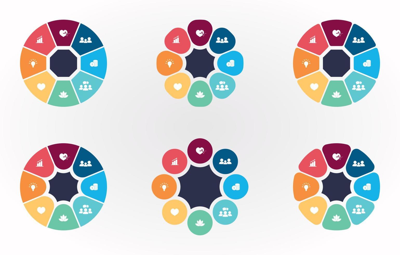 Infographic template with wheel life. Set of coaching tool concept. Vector
