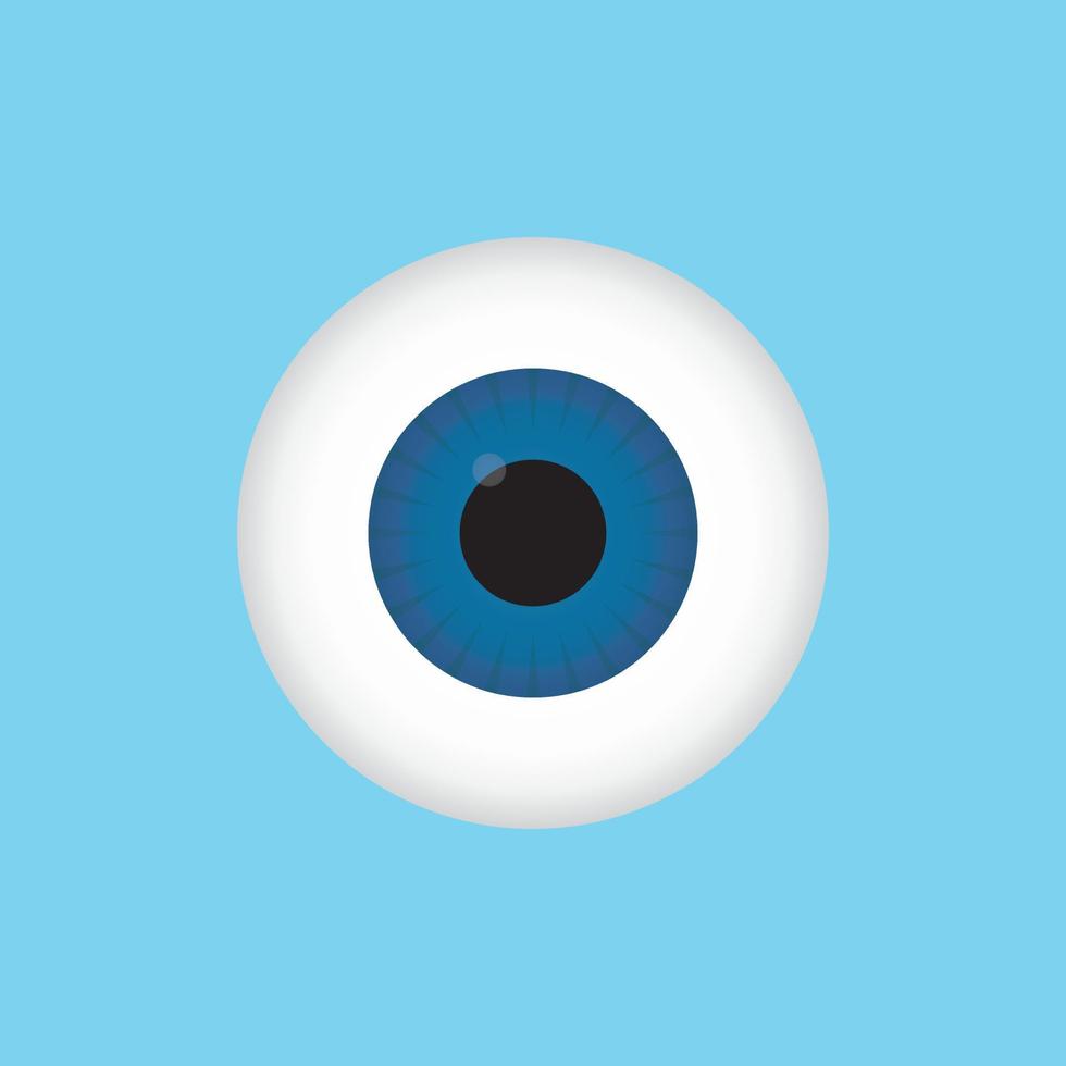 Human 3d blue eye. Eye iris on blue background. Realistic pupil eyeball. Vector illustration