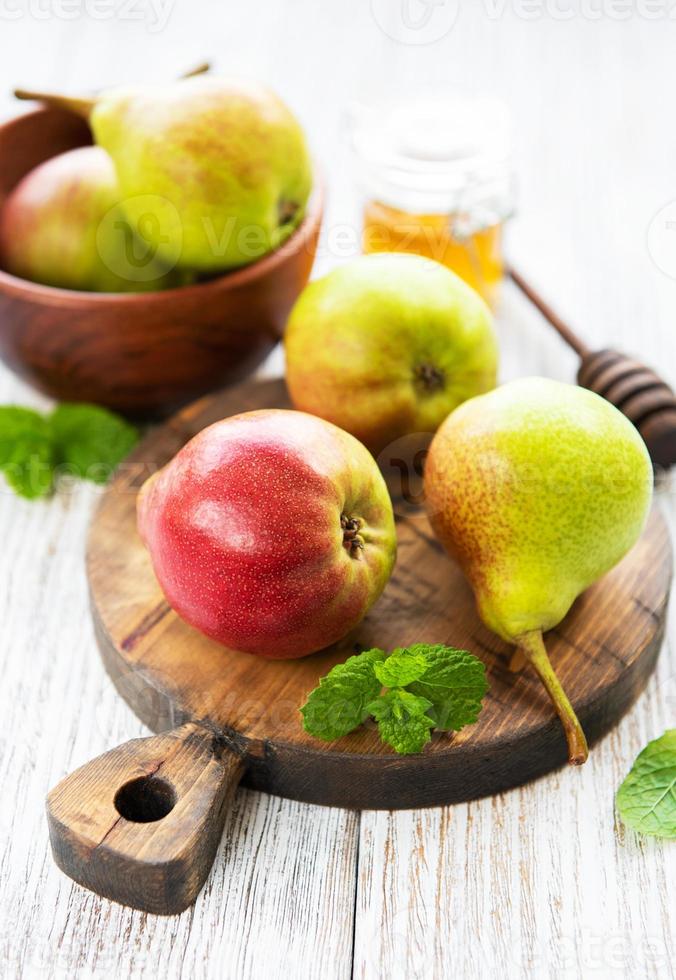 Pears on a board photo