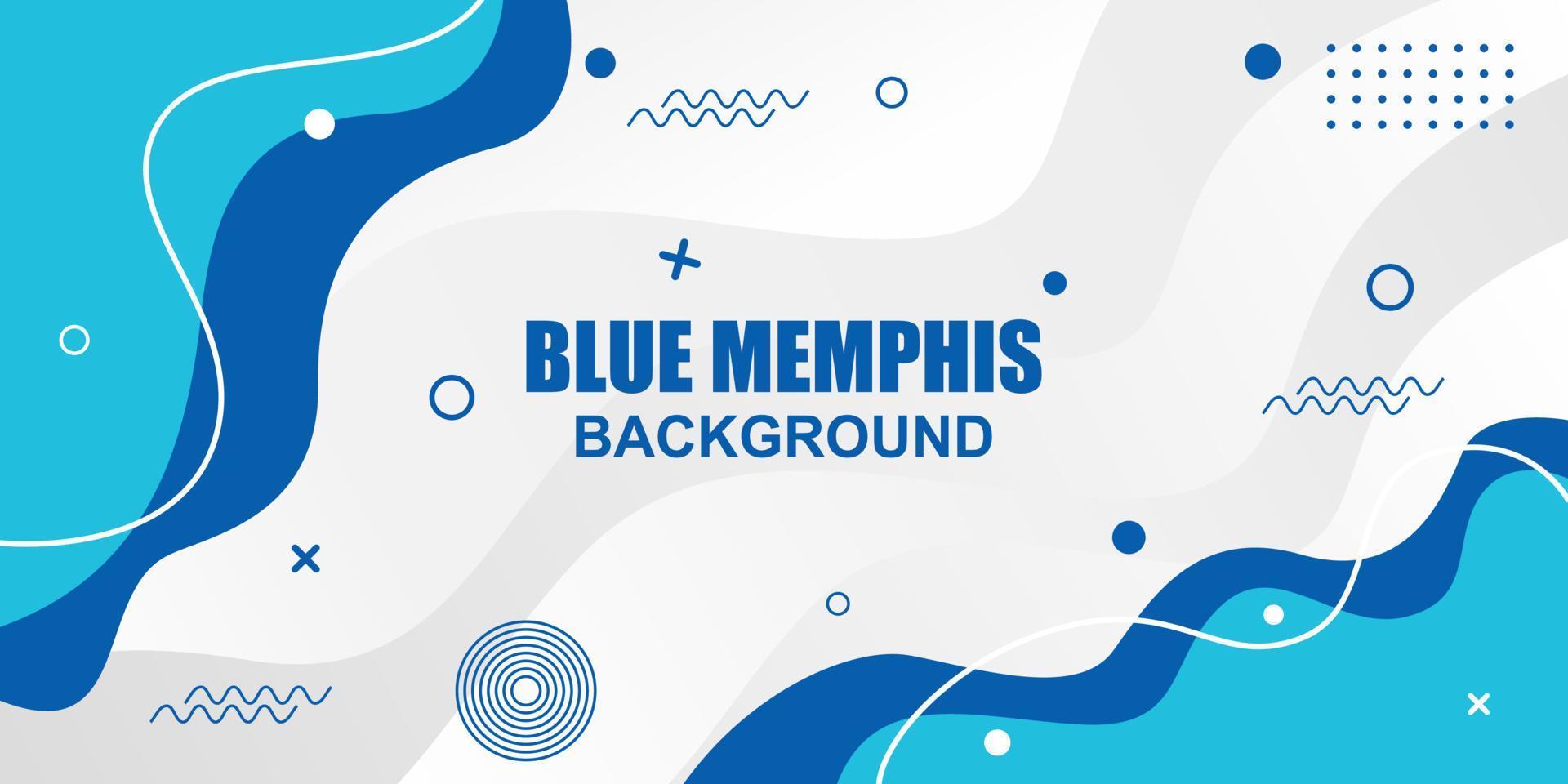 Flat Blue Memphis Style With Geometric Bakground vector