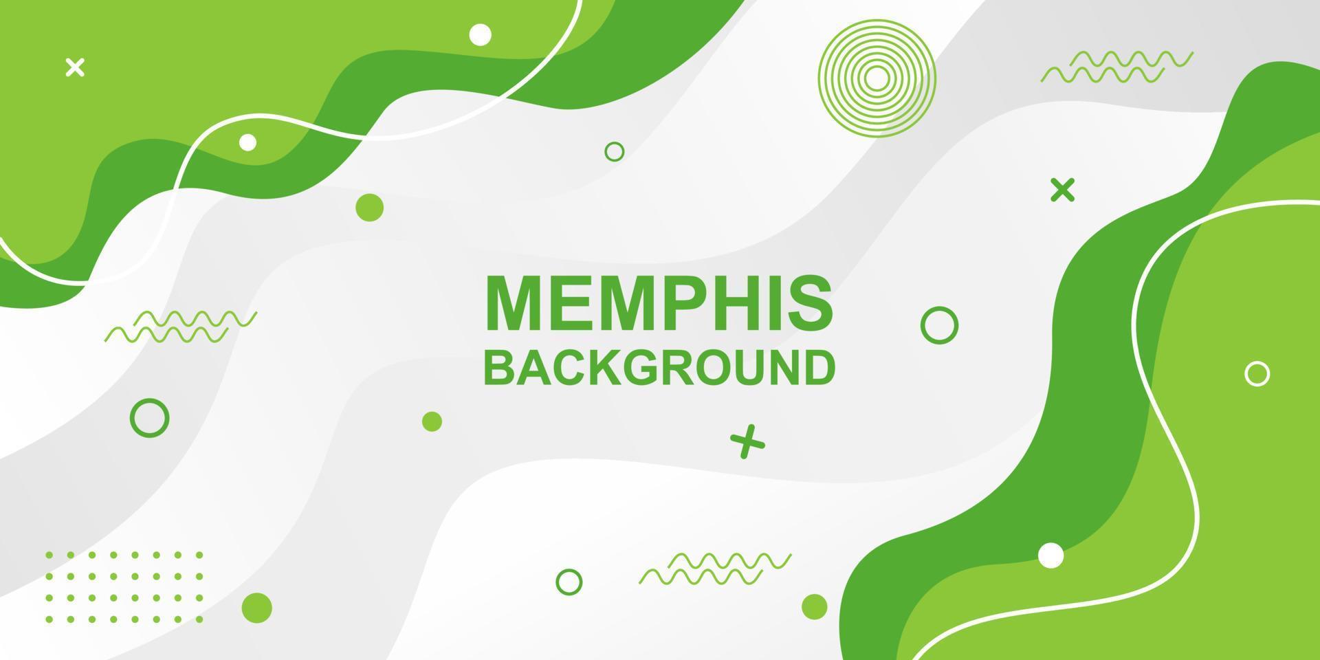 estilo memphis verde con bakground geométrico vector