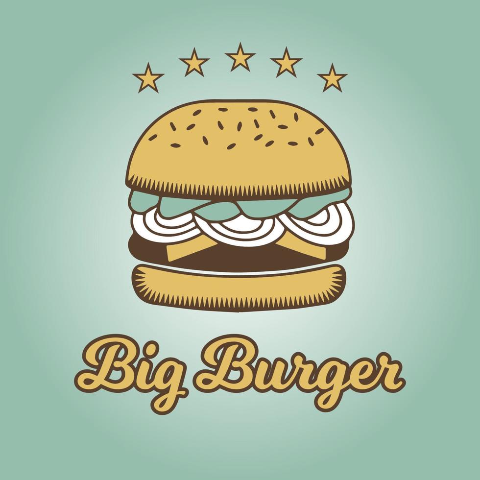 Retro Vintage Big Burger Illustration vector