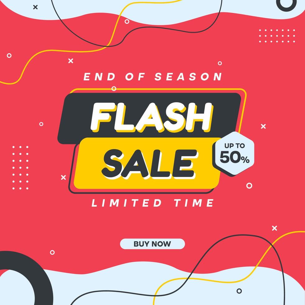 Flash Sale Template With Line vector