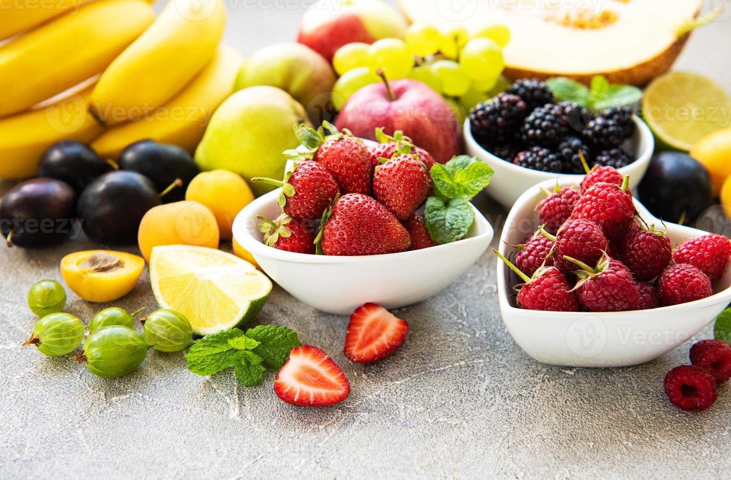 Fresh summer fruits and berries photo