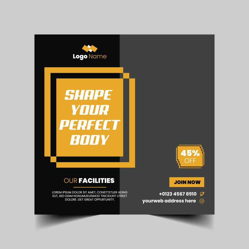 Fitness and gym social media post vector