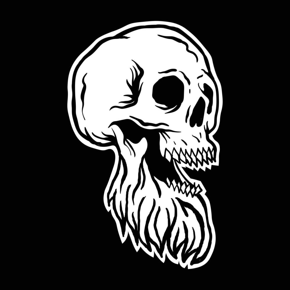 skull beard,hand drawn illustrations. for the design of clothes, jackets, posters, stickers, souvenirs etc. vector