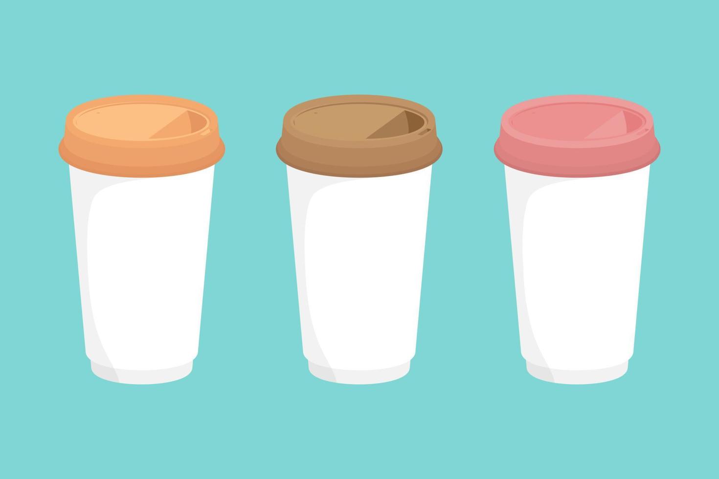 juego de taza de café, taza de café vertical de formas planas. vector