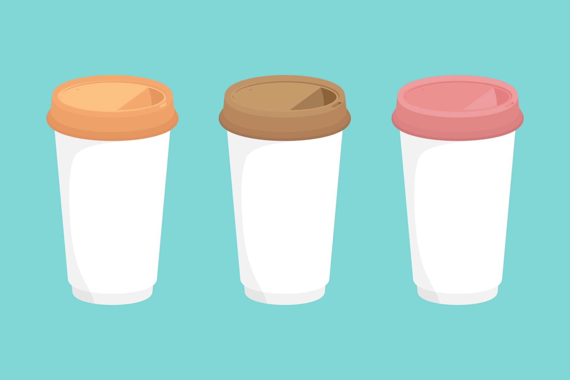 Set of coffee cup, Flat shapes vertical coffee cup. 4870539 Vector Art