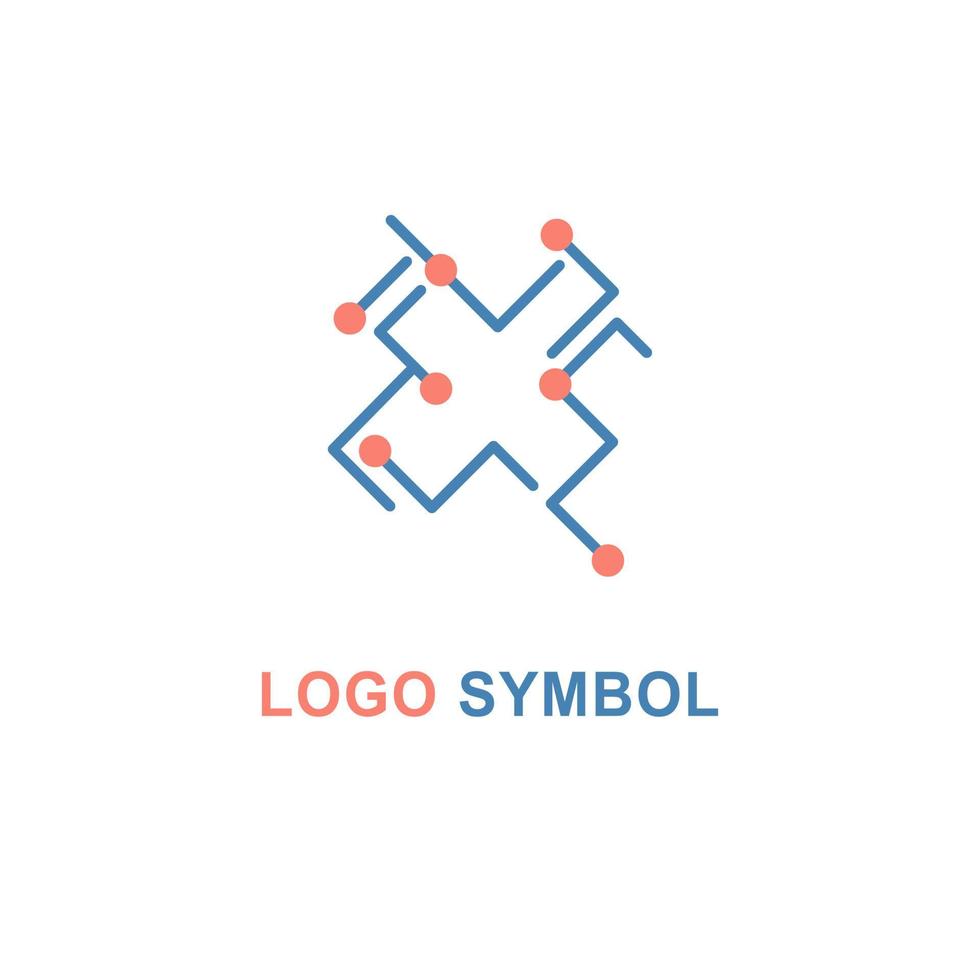 X letter tech logo symbol. Minimal modern alphabet font. Typography minimalist digital technology future creative logo font. Flat vector illustration. Simple letter a logo template.