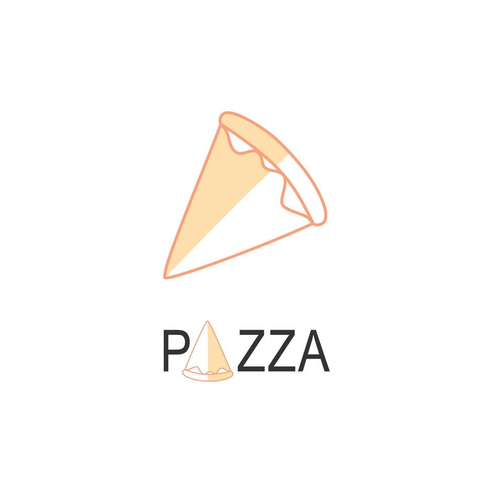 Logotipo de pizza simple para el empaque de la cafetería y el menú del restaurante. Logotipo de comida rápida con ilustración de vector de estilo plano moderno. Logotipo de rebanada de pizza para pizzería italiana con pizzería minimalista de estilo plano