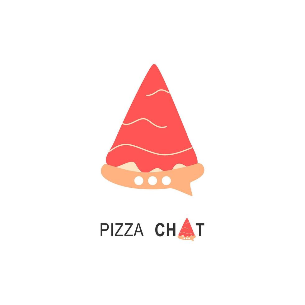 Pizza chat logo for cafe packaging and restaurant menu. Fast food logo with modern flat style vector illustration. Pizza online logo for Italian pizzeria with minimalistic flat style pizza restaurant.