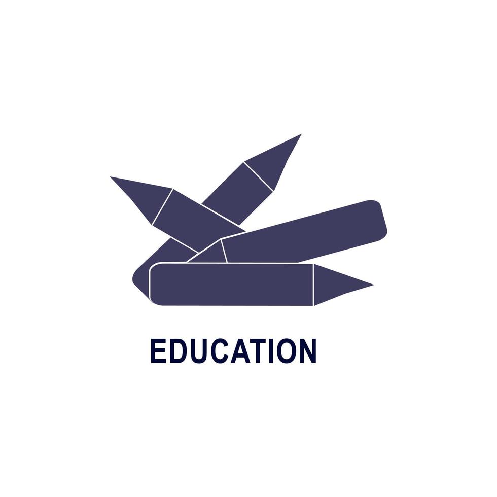 Simple education logo design template. Pencil icons emblem for courses, classes and schools vector illustration. Online education, business company, library, stationary store and learning concept.