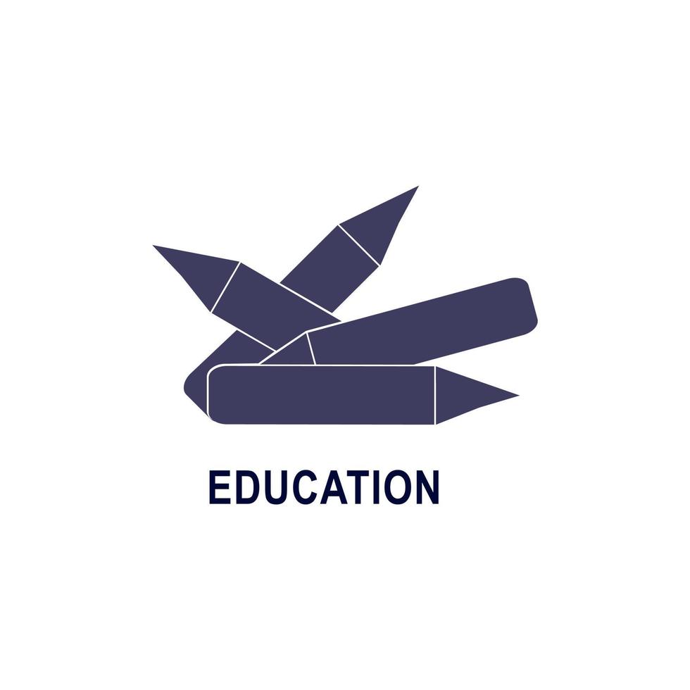 plantilla de diseño de logotipo de educación simple. emblema de los iconos de lápiz para cursos, clases y escuelas ilustración vectorial. educación en línea, empresa comercial, biblioteca, tienda de papelería y concepto de aprendizaje. vector