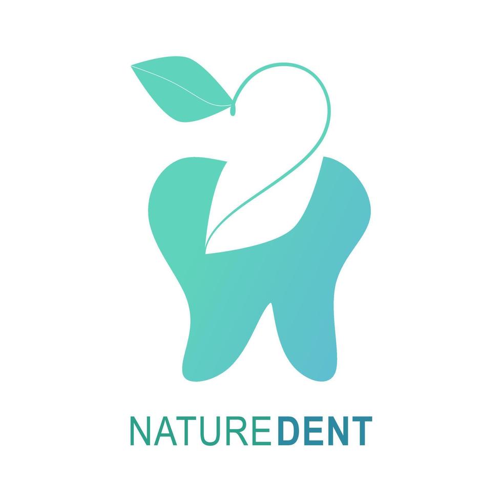 Nature dental care logo. Suitable for your health care company. Tooth minimalist and flat stylish design vector logo sign. Dentist stomatology logo concept. Logotype for clinic, hospital or doctor.