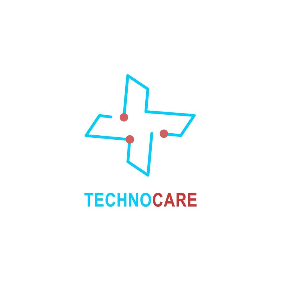 Healthcare technology logo. Suitable for your health care company. Medicine tech minimalist and flat stylish design vector logo sign. Medical techno care logo. Logotype for clinic, hospital or doctor.