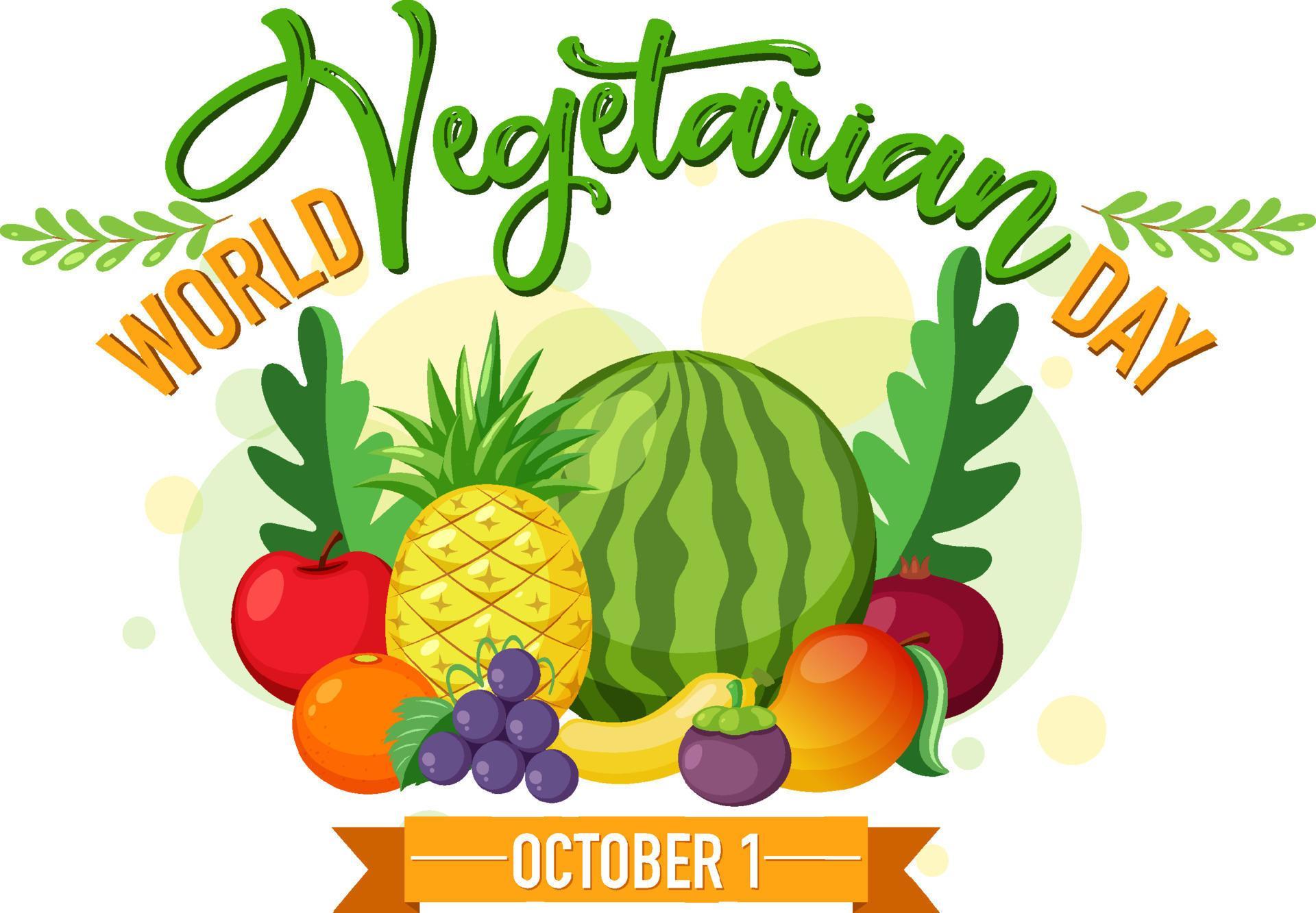 World Vegetarian Day logo with vegetable and fruit 4870680 Vector Art