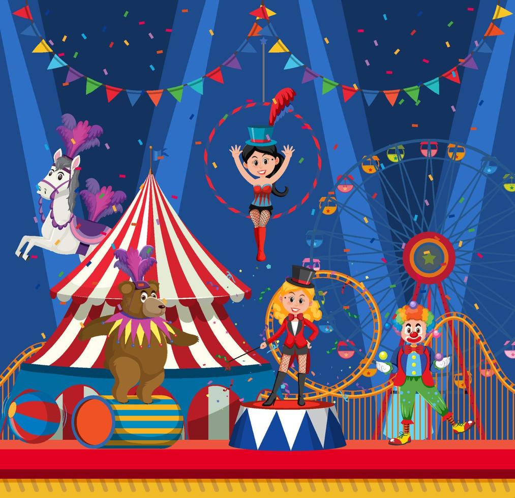 circo animal y payaso vector