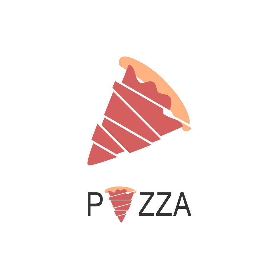 Simple Pizza logo for cafe packaging and restaurant menu. Fast food logo with modern flat style vector illustration. Pizza slice logo for Italian pizzeria with minimalistic flat style pizza restaurant