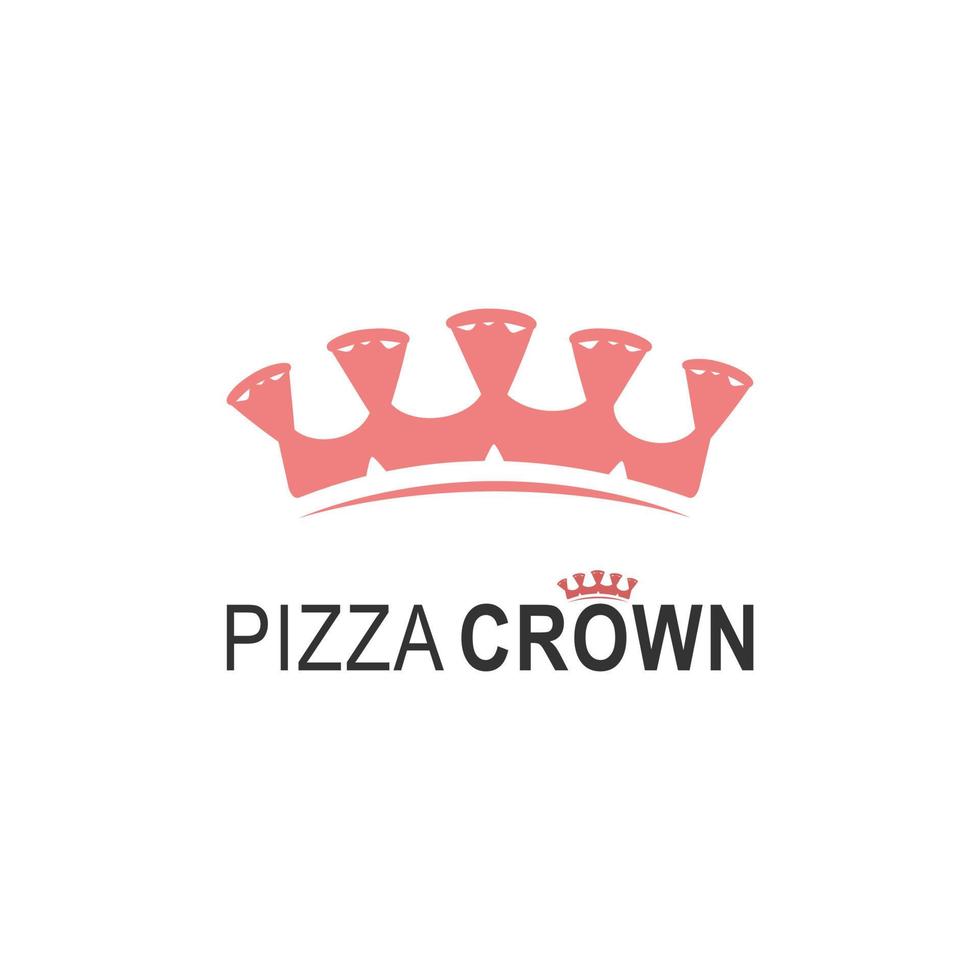 Royal Pizza logo for cafe packaging and restaurant menu. Fast food logo with modern flat style vector illustration. Pizza crown logo for Italian pizzeria with minimalistic flat style pizza restaurant.