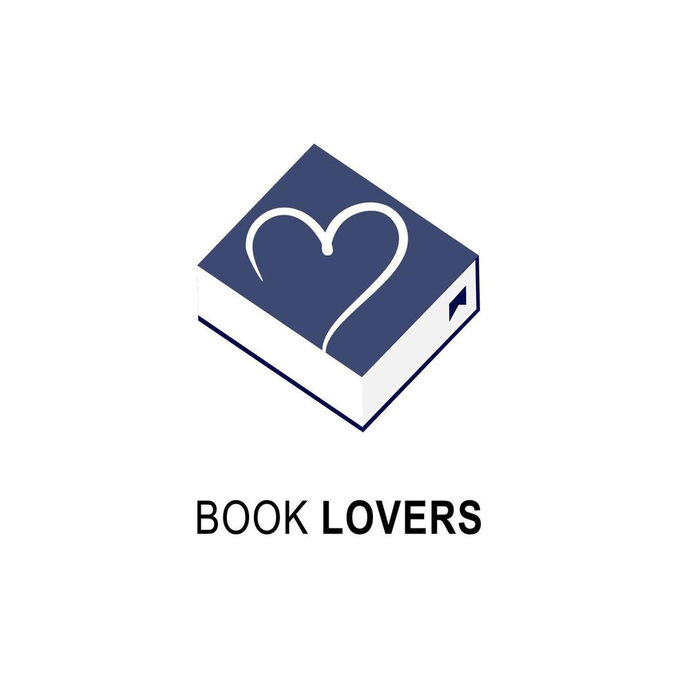 plantilla de diseño de logotipo de amantes de los libros. icono de libro y emblema del corazón para cursos, clases y escuelas ilustración vectorial. nerd, libro electrónico, empresa comercial, biblioteca, librería y concepto de aprendizaje del amor. vector