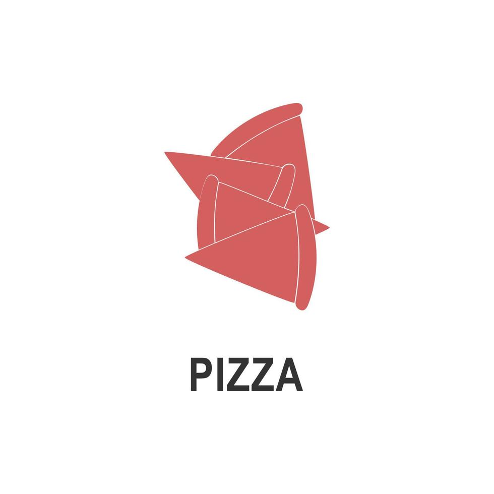 Logotipo de pizza simple para el empaque de la cafetería y el menú del restaurante. Logotipo de comida rápida con ilustración de vector de estilo plano moderno. Logotipo de rebanada de pizza para pizzería italiana con pizzería minimalista de estilo plano