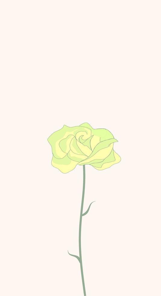 Beautiful summer vector illustration in flat style with design rose flower. Romantic aesthetic natural plant background. Banner template for mobile phone screen saver theme, lock screen and wallpaper.