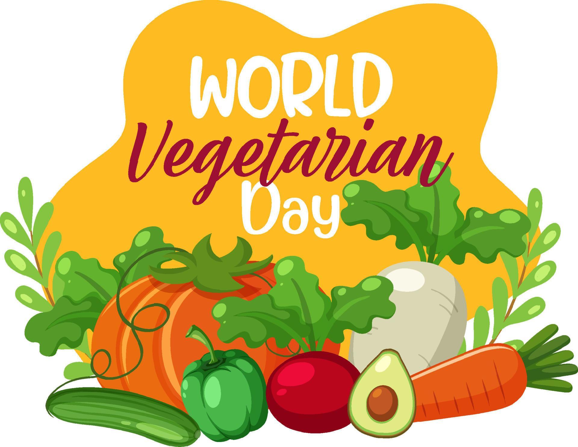 World Vegetarian Day logo with vegetable and fruit 4870864 Vector Art