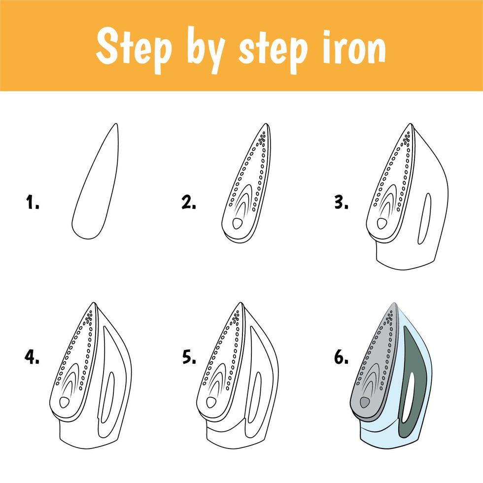 Easy educational game for kids. Simple level of difficulty. Gaming and education. Tutorial for drawing iron vector