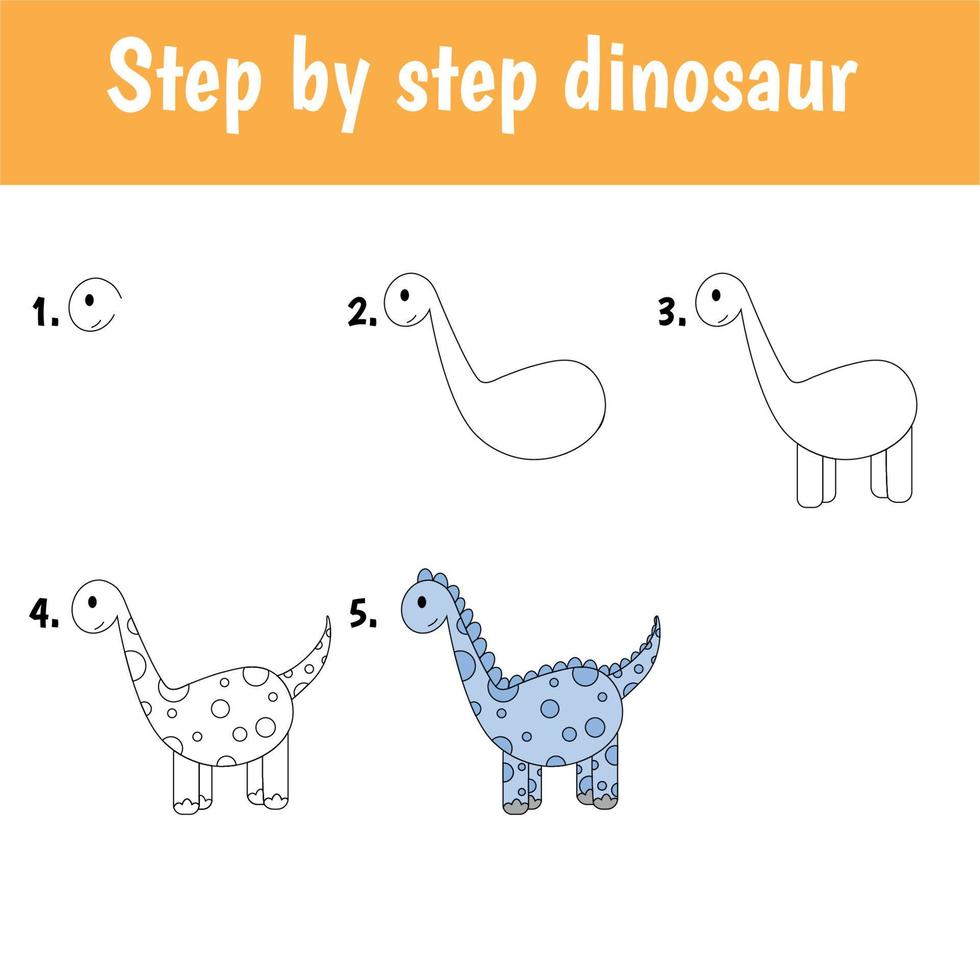 paso a paso dibujo dinosaurio para niños 4870931 Vector en Vecteezy