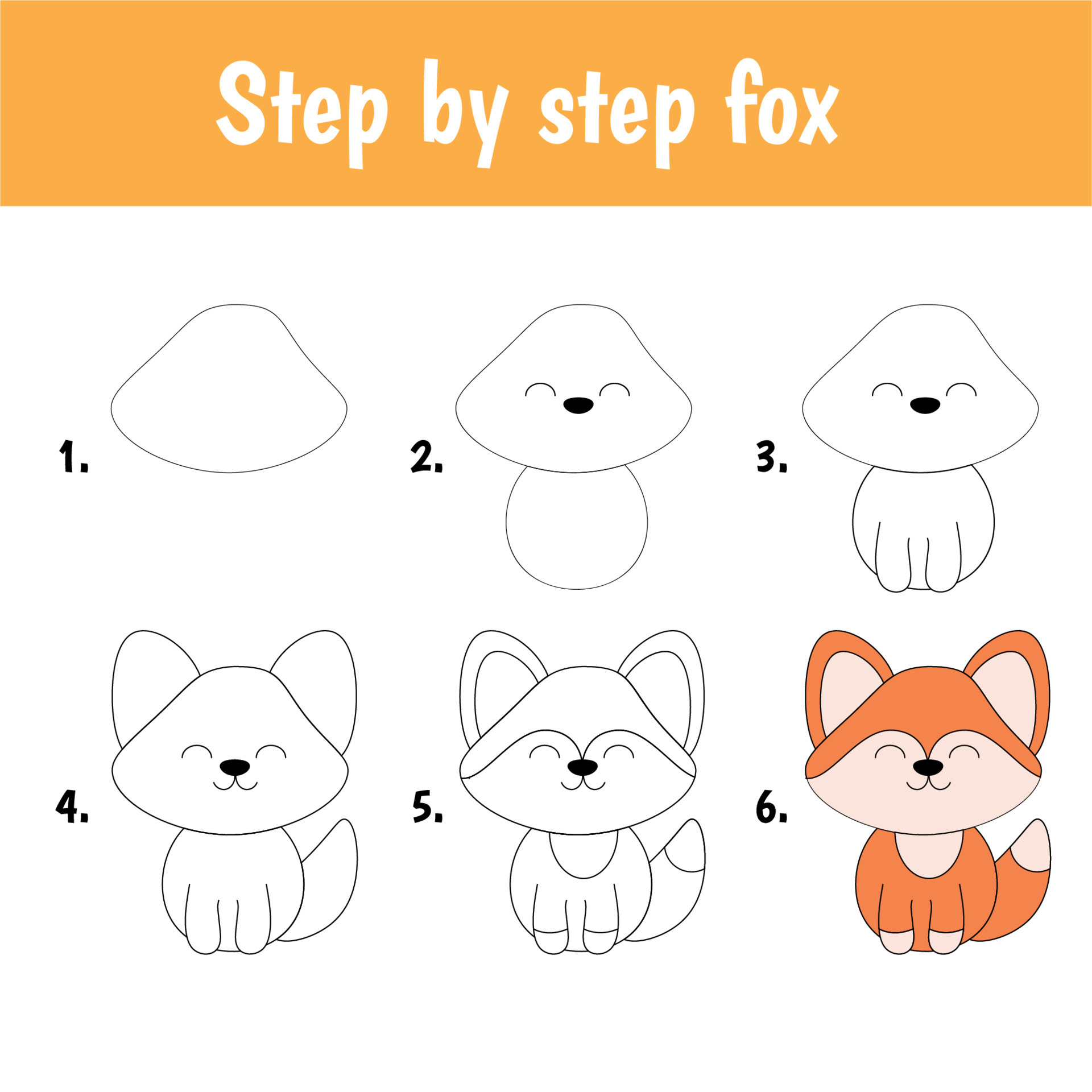 how to draw a fox step by step