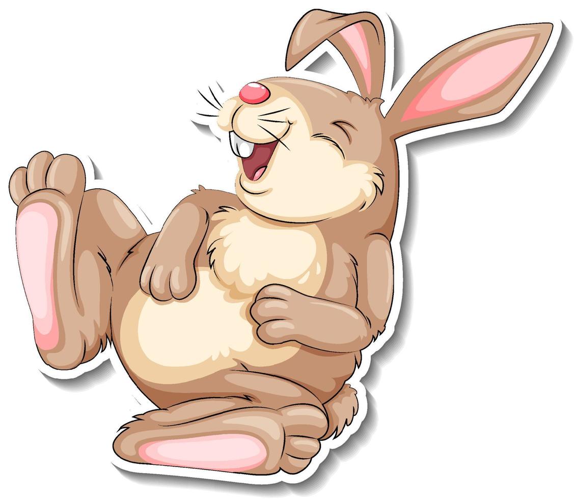 A rabbit laughing animal cartoon sticker vector