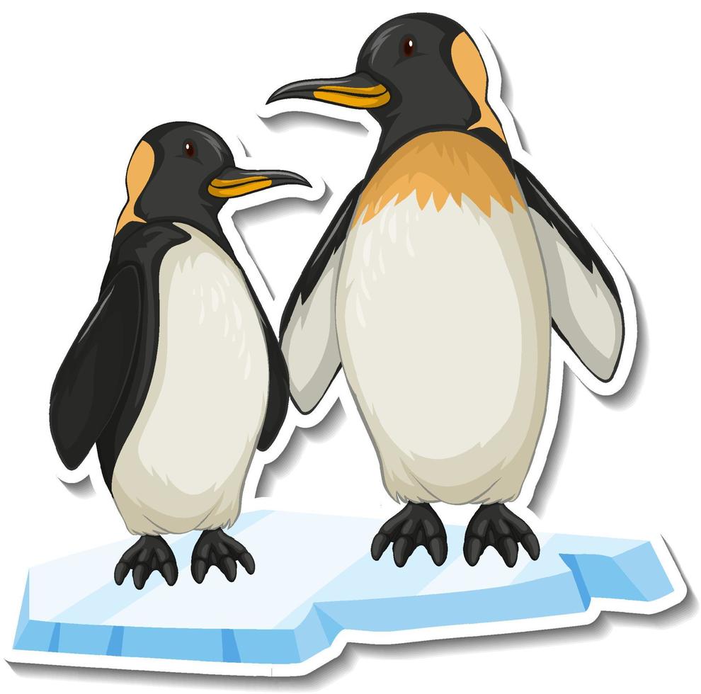 Mother and baby penguin animal cartoon sticker vector