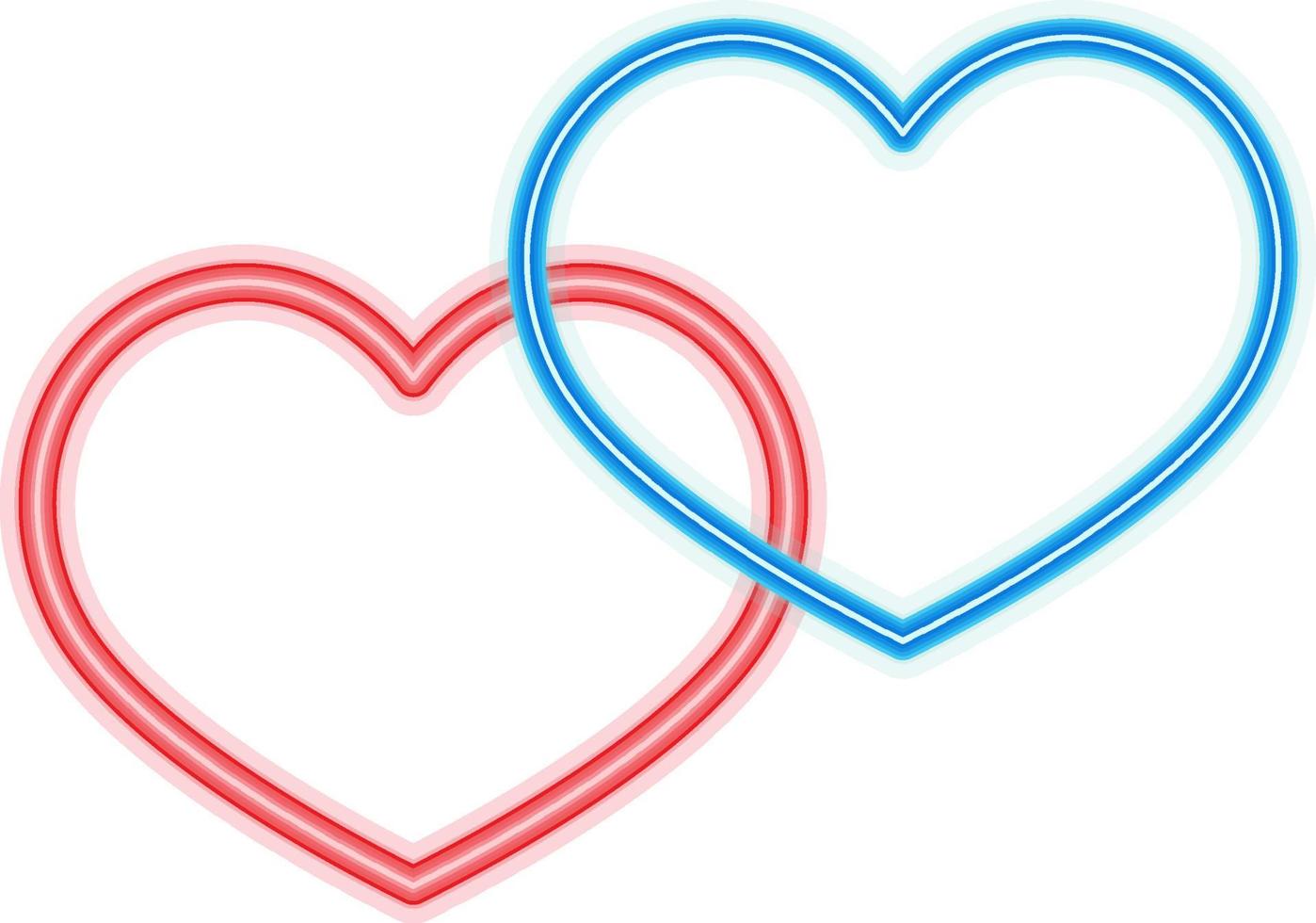 Neon light hearts on white background vector
