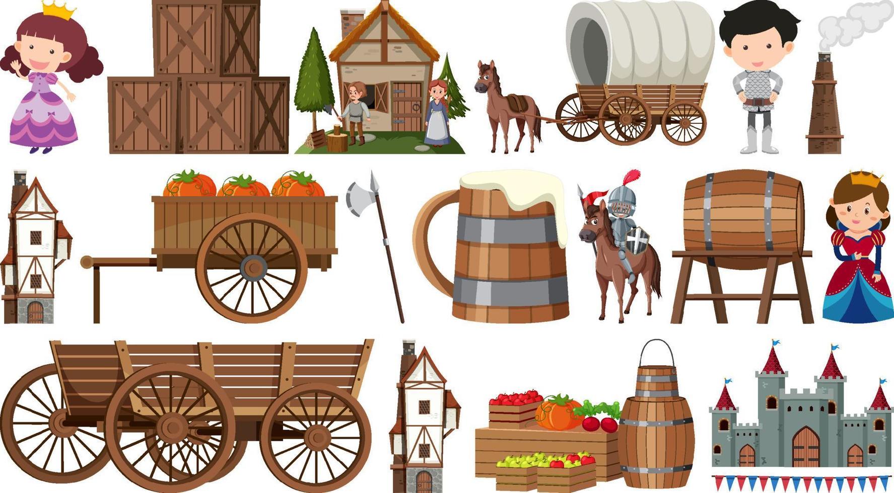 Set of fantasy cartoon characters vector
