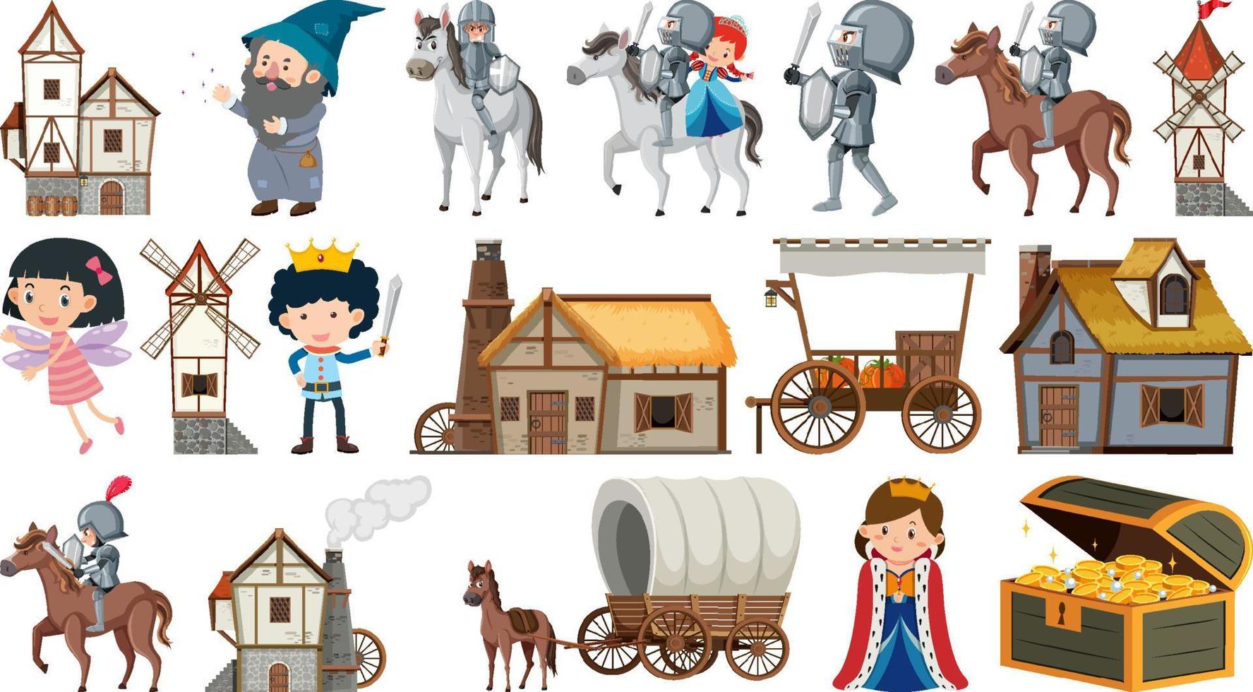 Set of fantasy cartoon characters vector