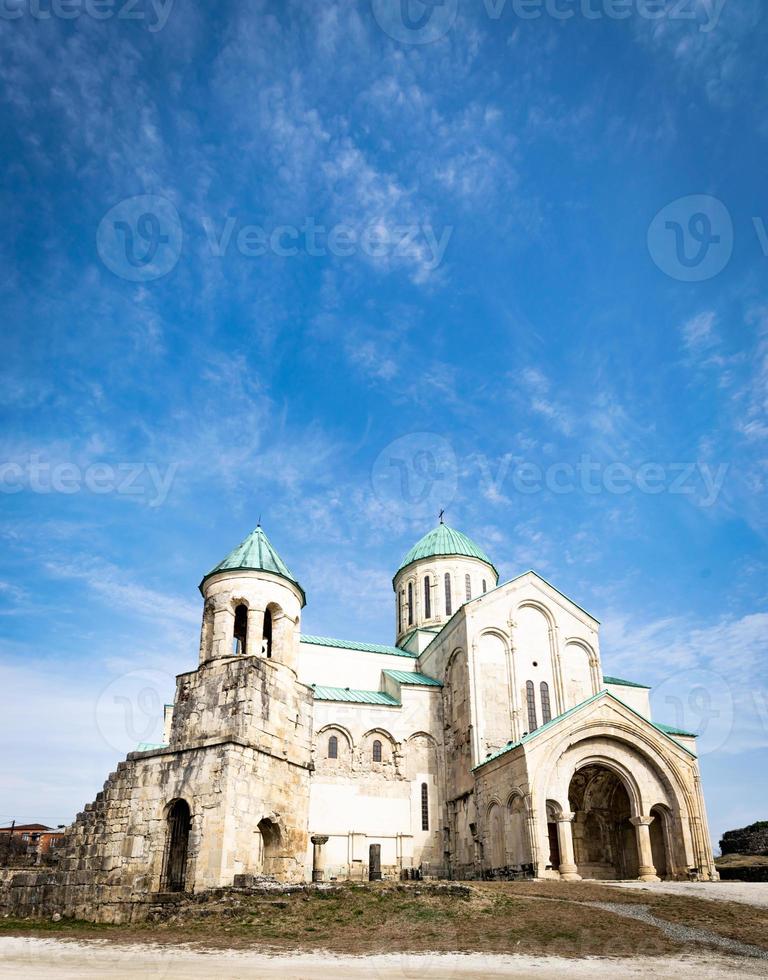 Bagrati cathedral and exterior details with blue sky in the background. 2020 photo