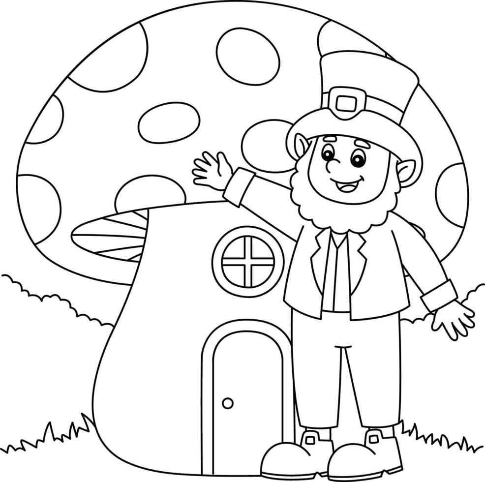 St. Patricks Day Mushroom Coloring Page for Kids vector