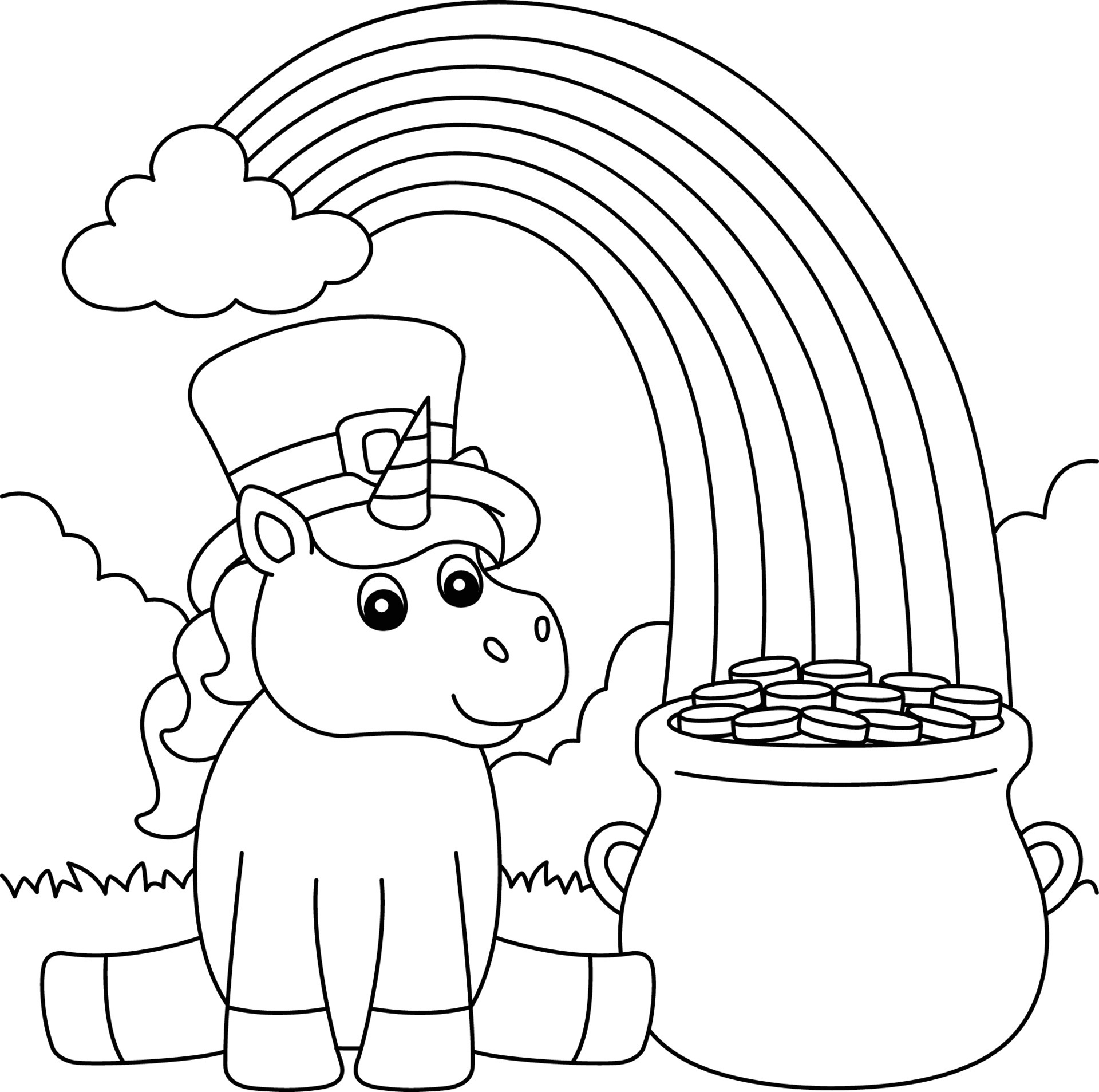 St. Patrick Day Unicorn Coloring Page for Kids 4871271 Vector ...