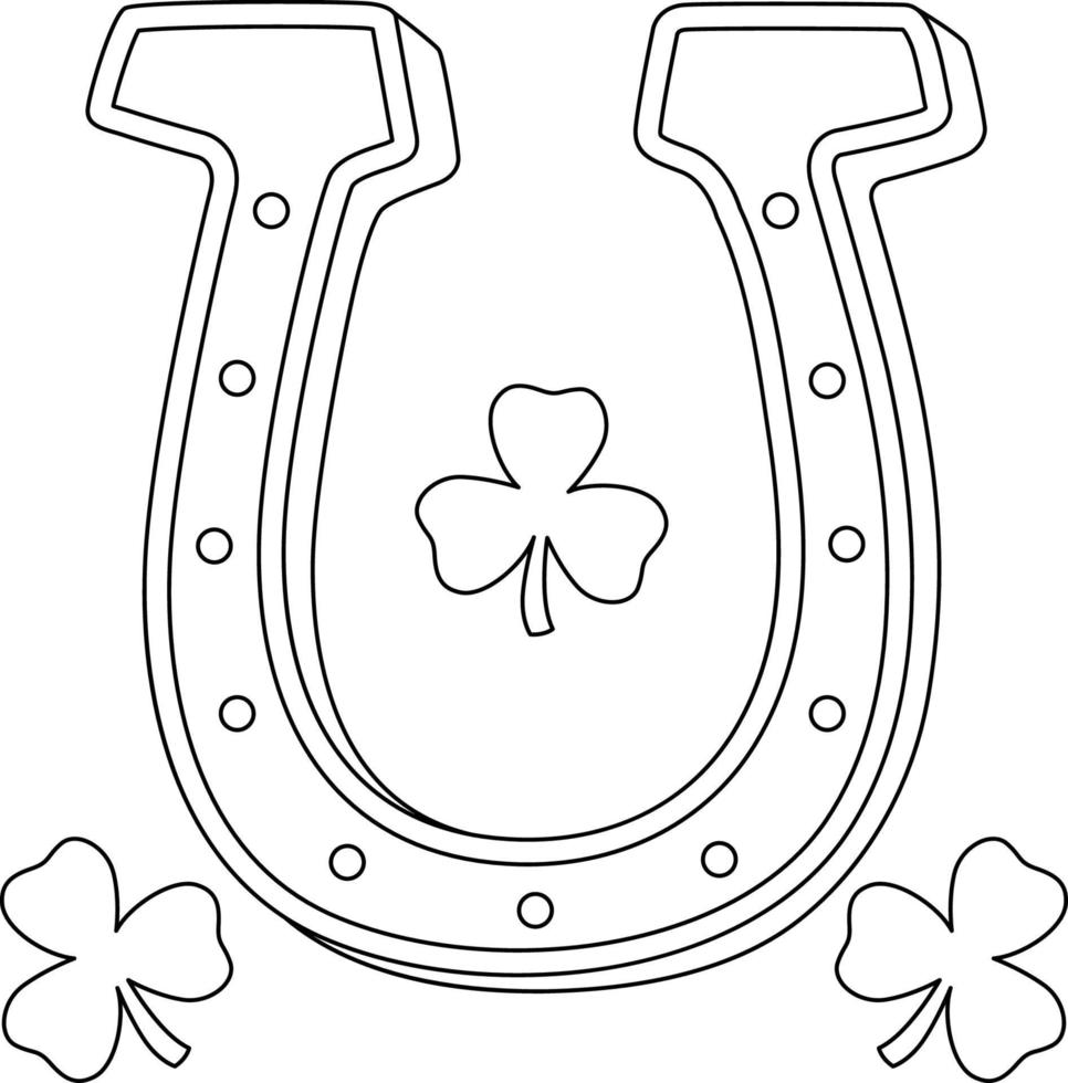 St. Patricks Day Horseshoe Coloring Page for Kids vector