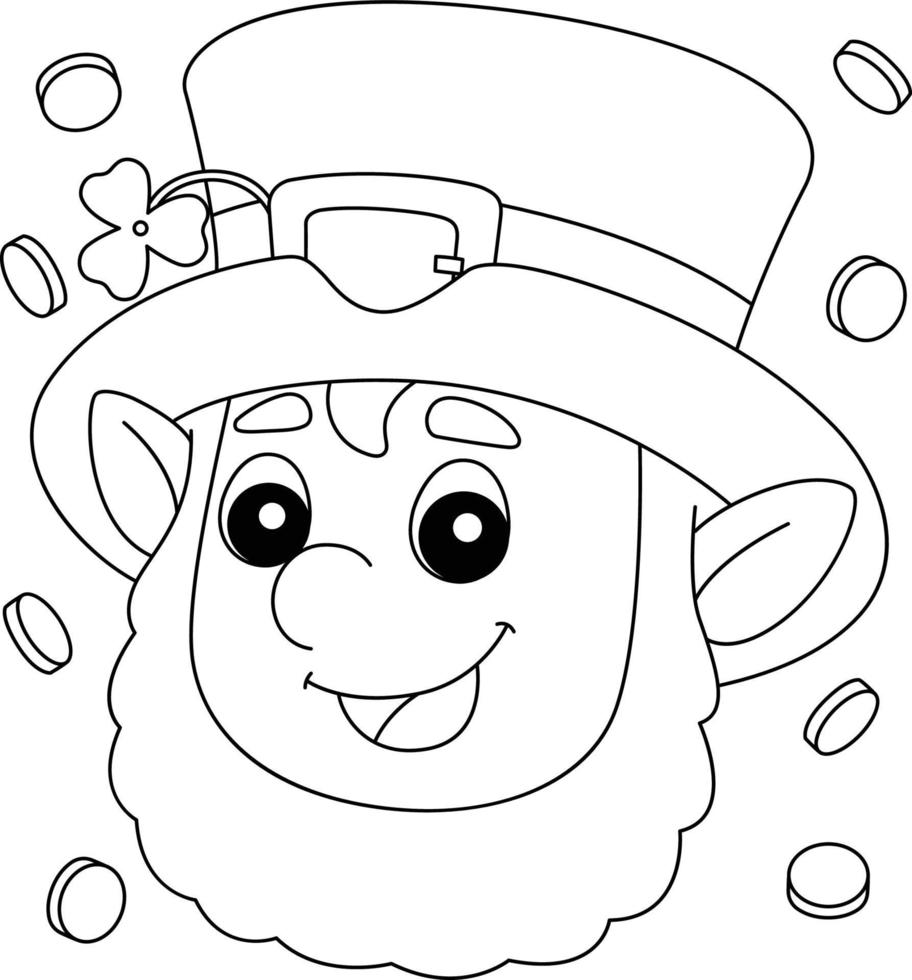 St. Patricks Day Leprechaun Head Coloring Page for Kids vector