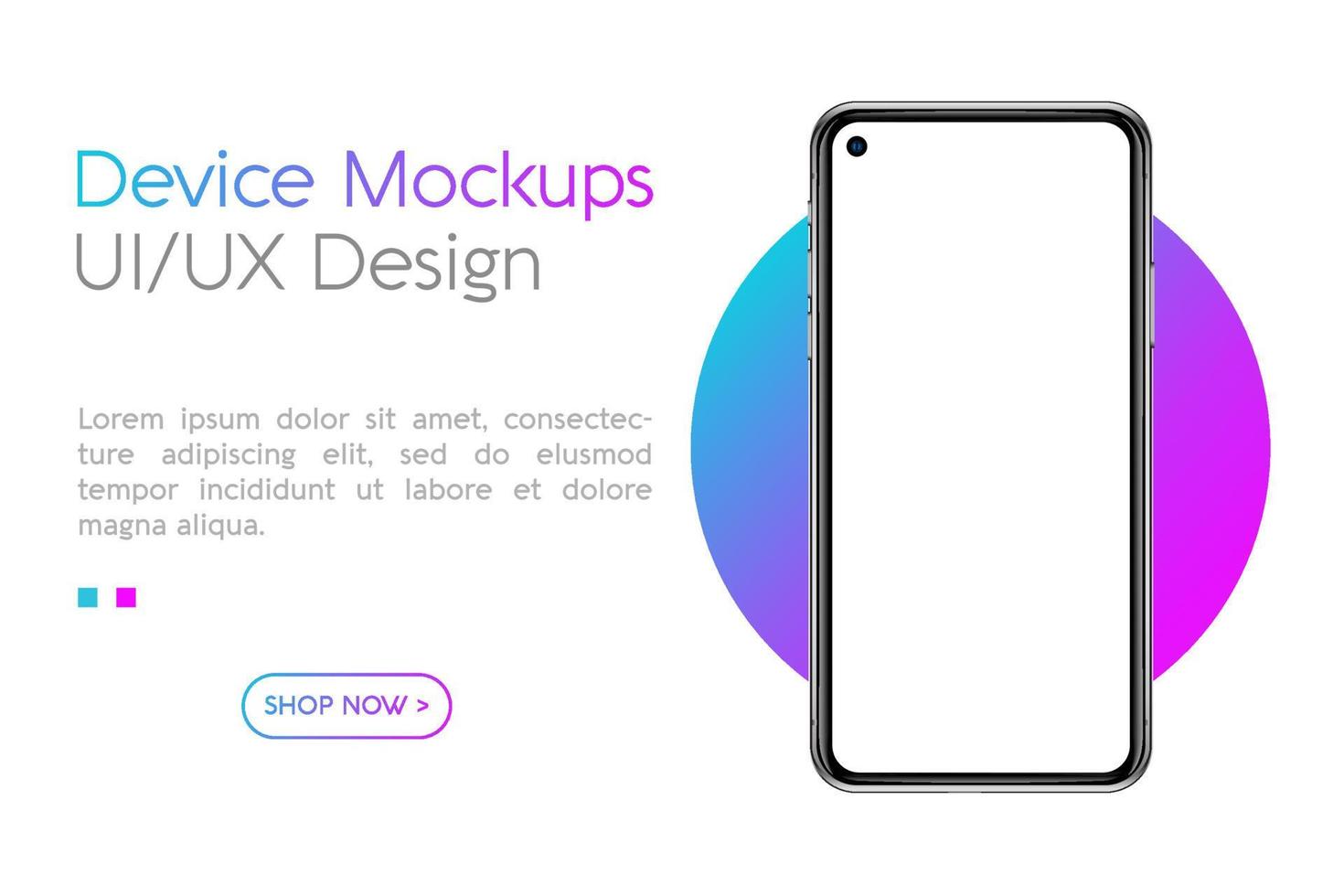Smartphone mockup with blank screen. Frame less smartphone. Vector Illustration UI UX design for your business