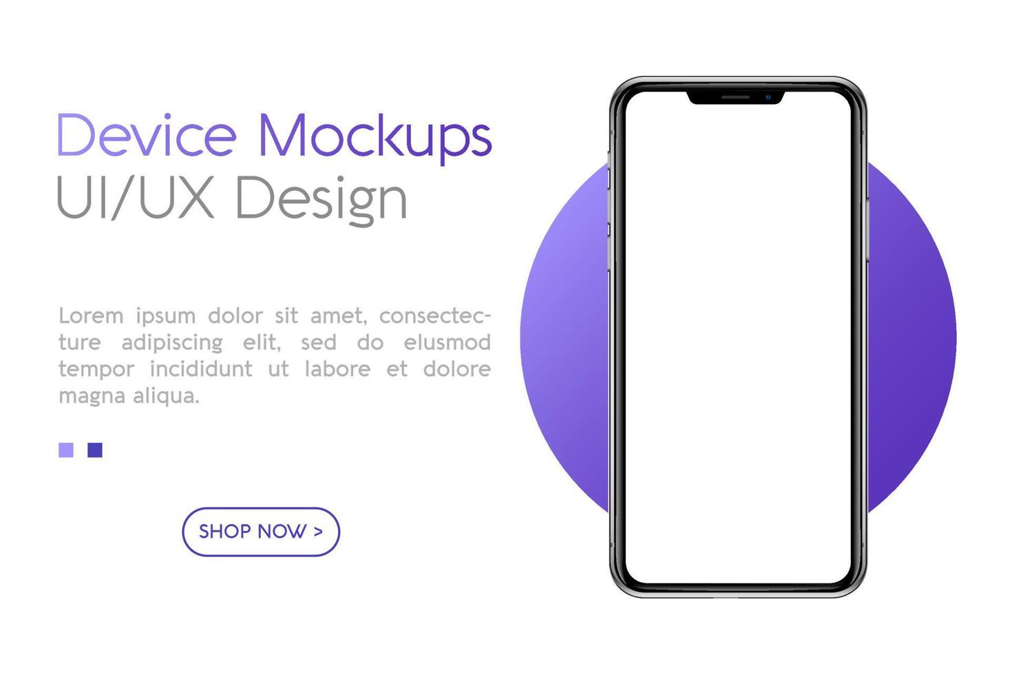 Smartphone mockup with blank screen. Frame less smartphone. Vector Illustration UI UX design for your business