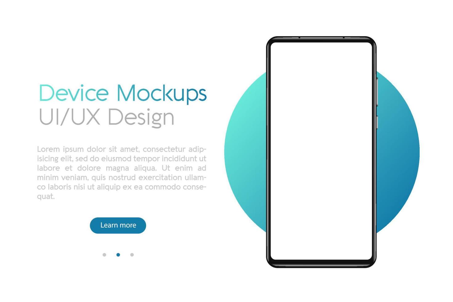 Smartphone mockup with blank screen. Frame less smartphone. Vector Illustration UI UX design for your business