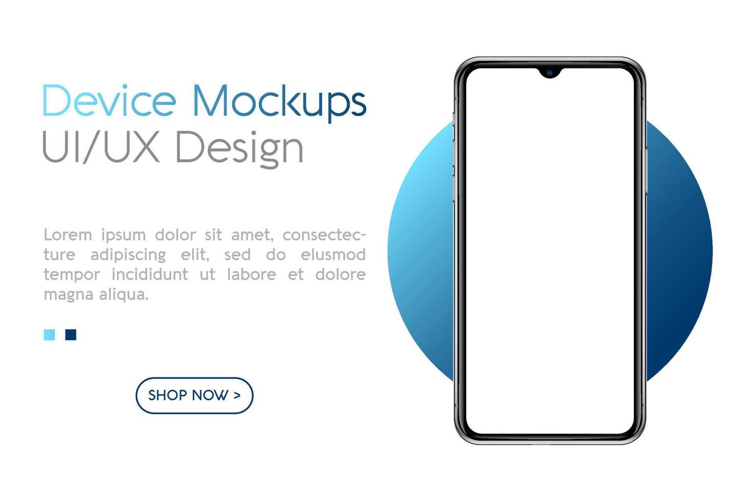 Smartphone mockup with blank screen. Frame less smartphone. Vector Illustration UI UX design for your business
