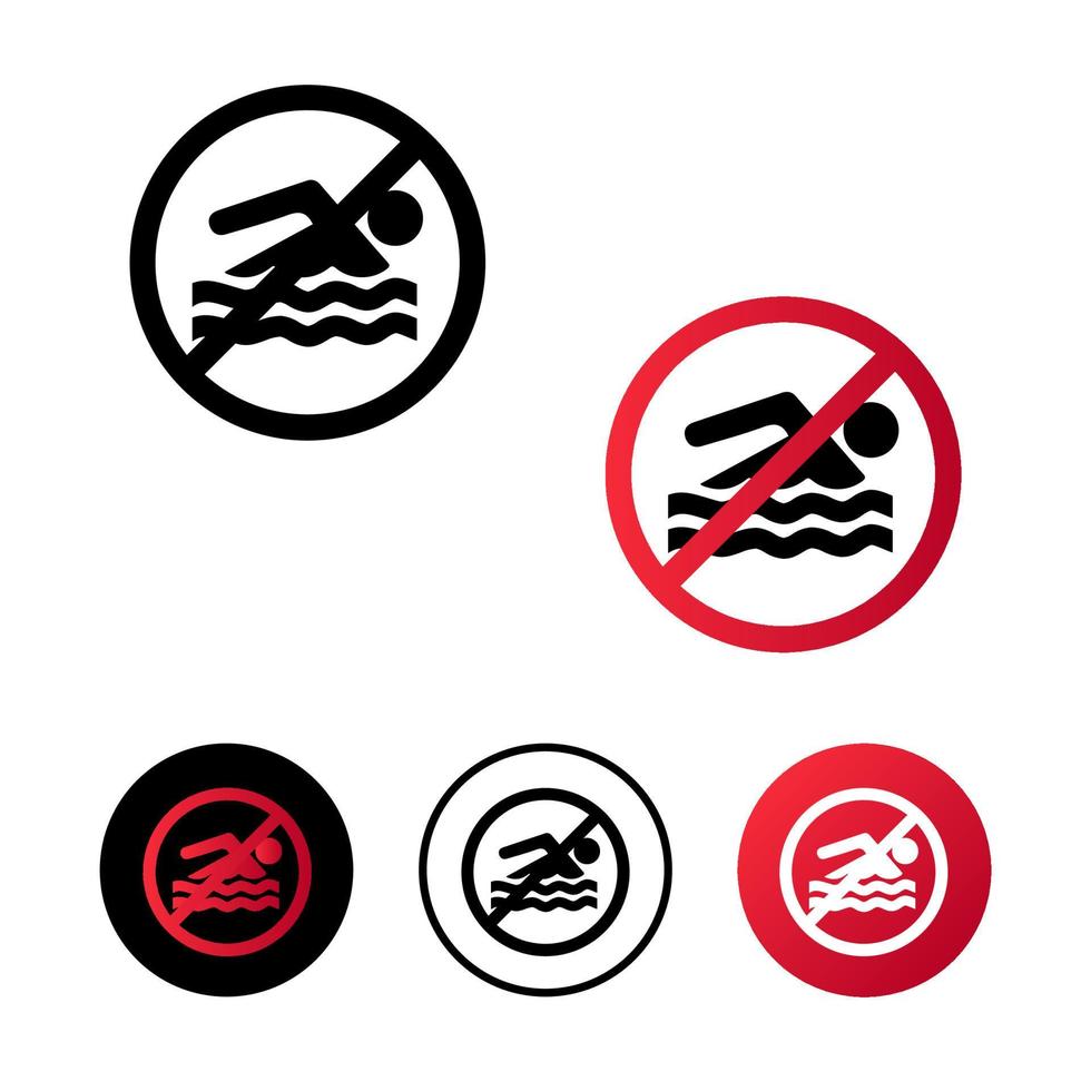 Abstract No Swimming Icon Illustration vector