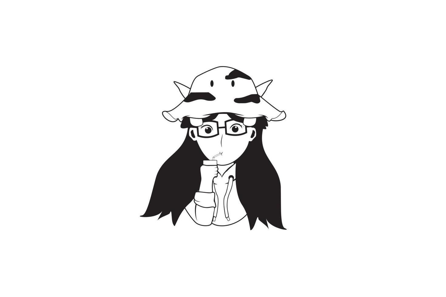 Girl with cow hat character mascoot cute vector