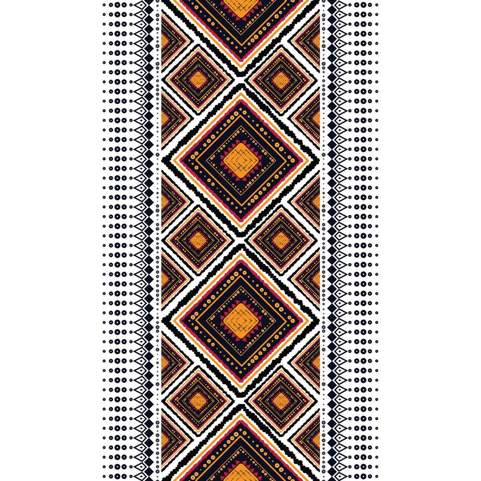 Diseño vertical de patrón étnico ikat para fondos o papeles pintados, alfombras, batiks, textiles tradicionales. patrón nativo, estilo de bordado ilustración vectorial vector
