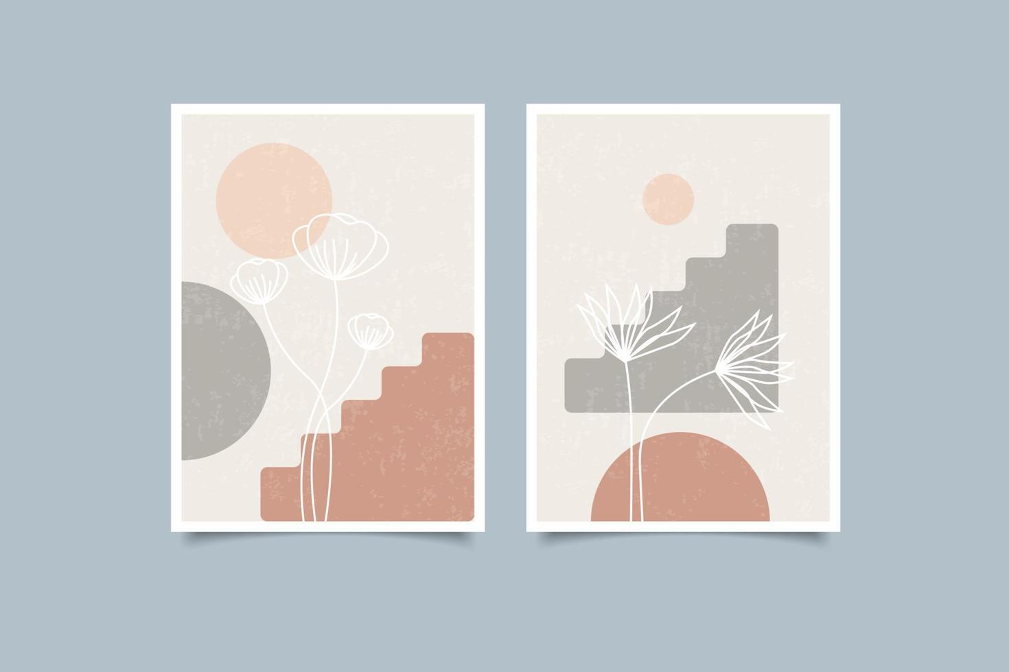 Modern poster wall art boho collection vector